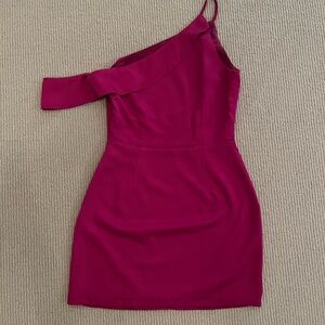 Superdown Pink Asymmetrical One Shoulder Bodycon Dress